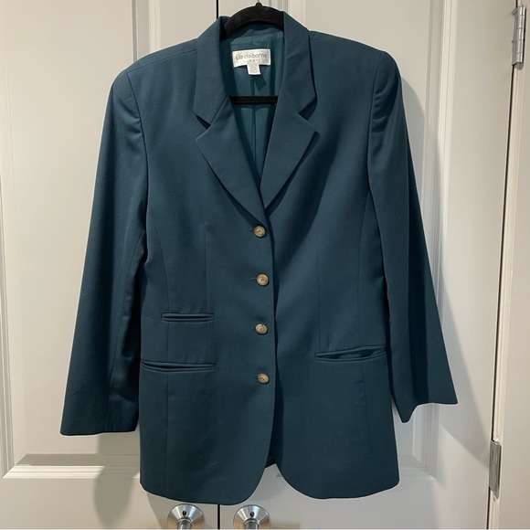 Liz Claiborne Jacket Women’s Green Long Sleeve Four Button Three Pocket Front - Picture 4 of 8